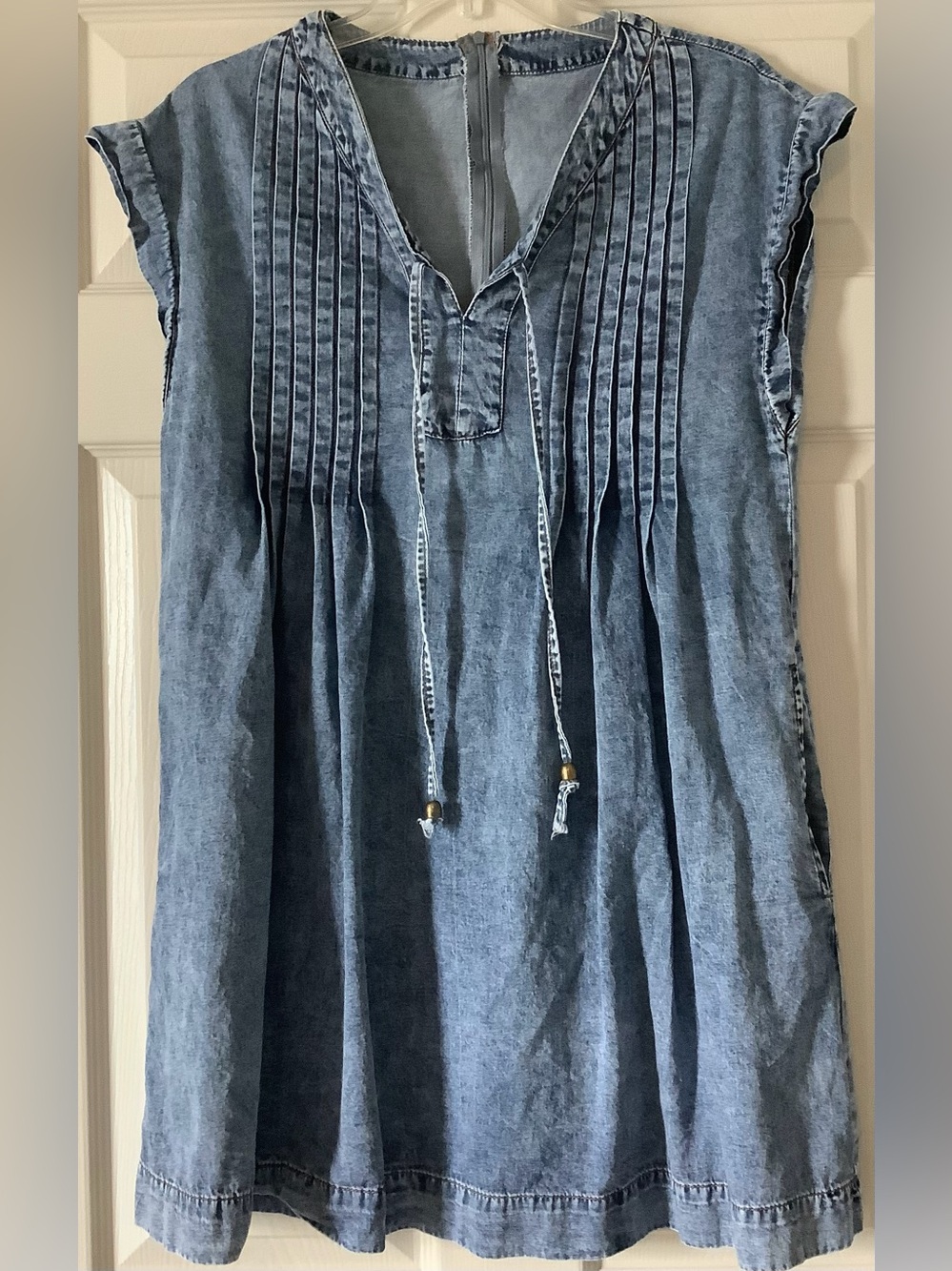 Washed Blue Denim-Effect Women’s Dress